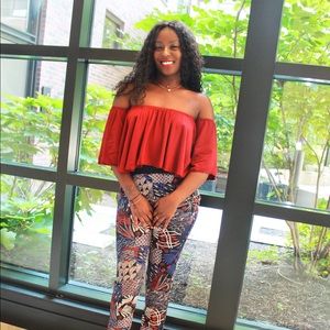 Burgundy Off The Shoulder Top